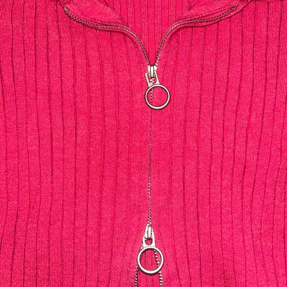 Altar’d State Hot Pink Zip Up Long Sleeve (M) - Picture 3 of 4